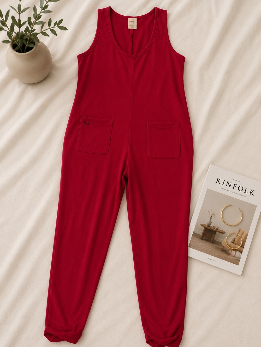 Smash + Tess Cherry Red Sleeveless Jumpsuit